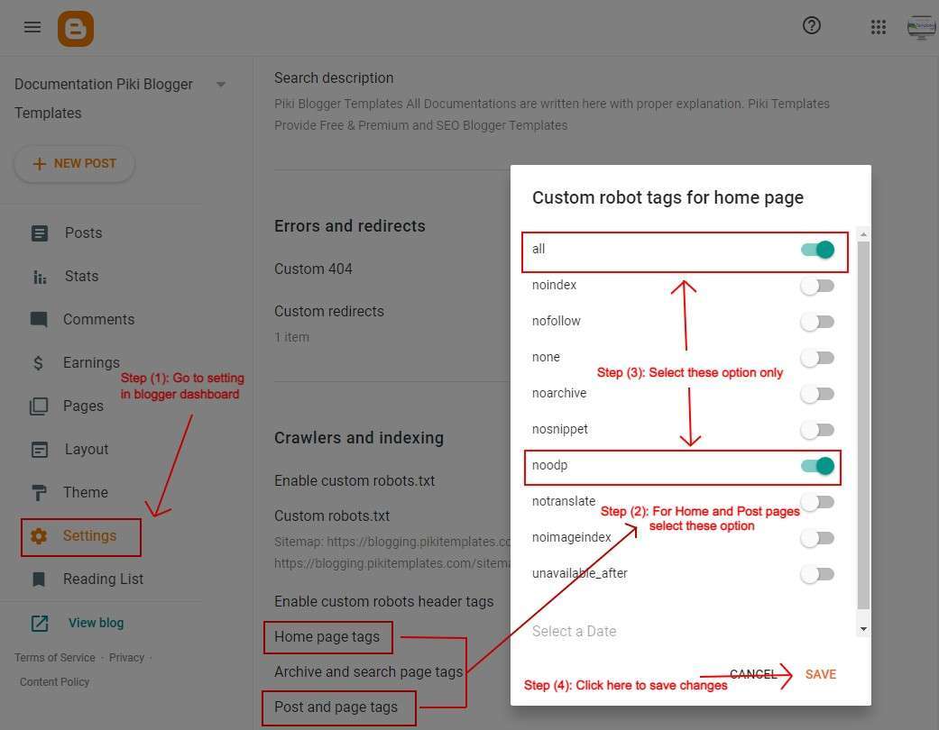 Enable Custom Robots.txt Blogger Enable Custom Robots.txt